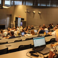 Conference attendees in the lecture hall